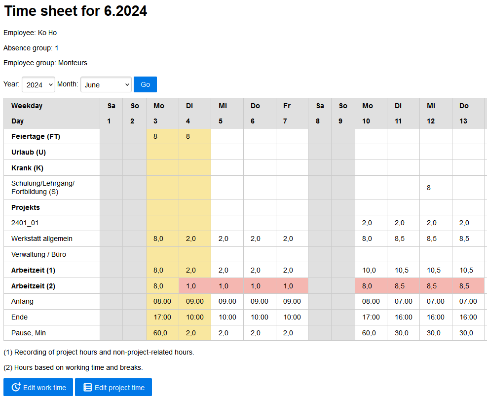 Time-sheet